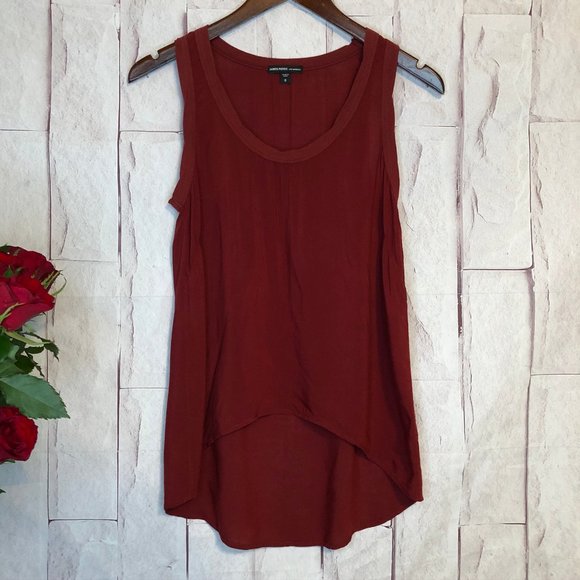 James Perse Women's Size XS (JP Size 0) High Low Woven Tank Maroon Color - Picture 1 of 7